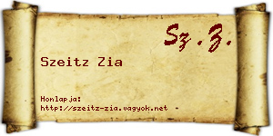 Szeitz Zia névjegykártya